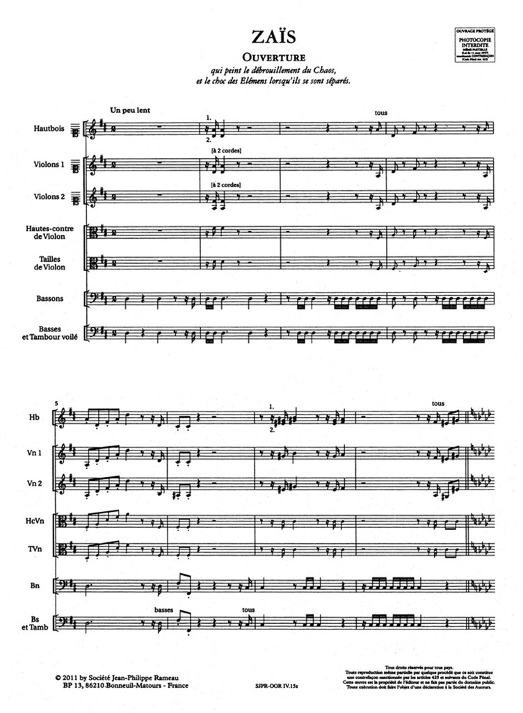 Symphonies extraites de Zais