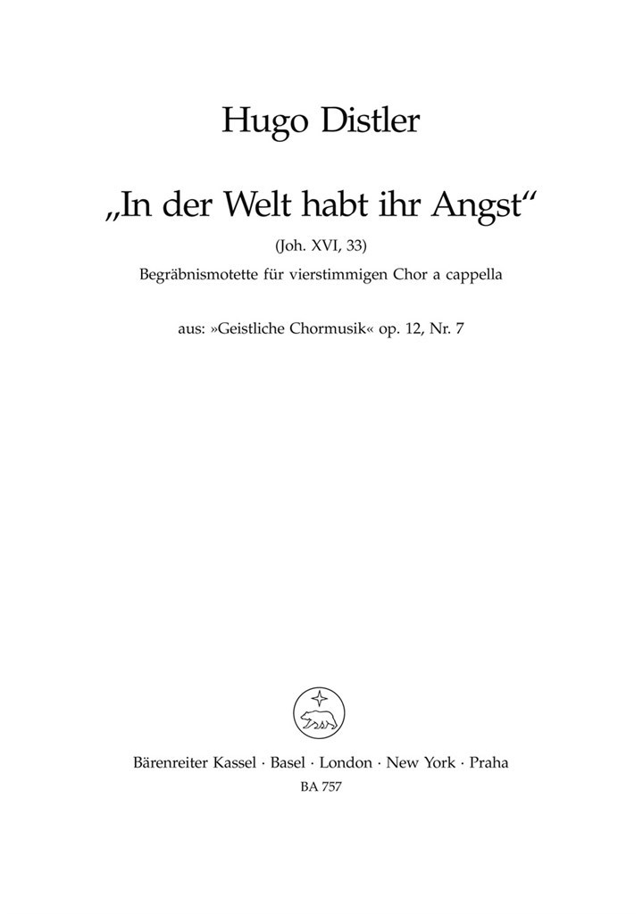 In der Welt habt ihr Angst Op.12/7