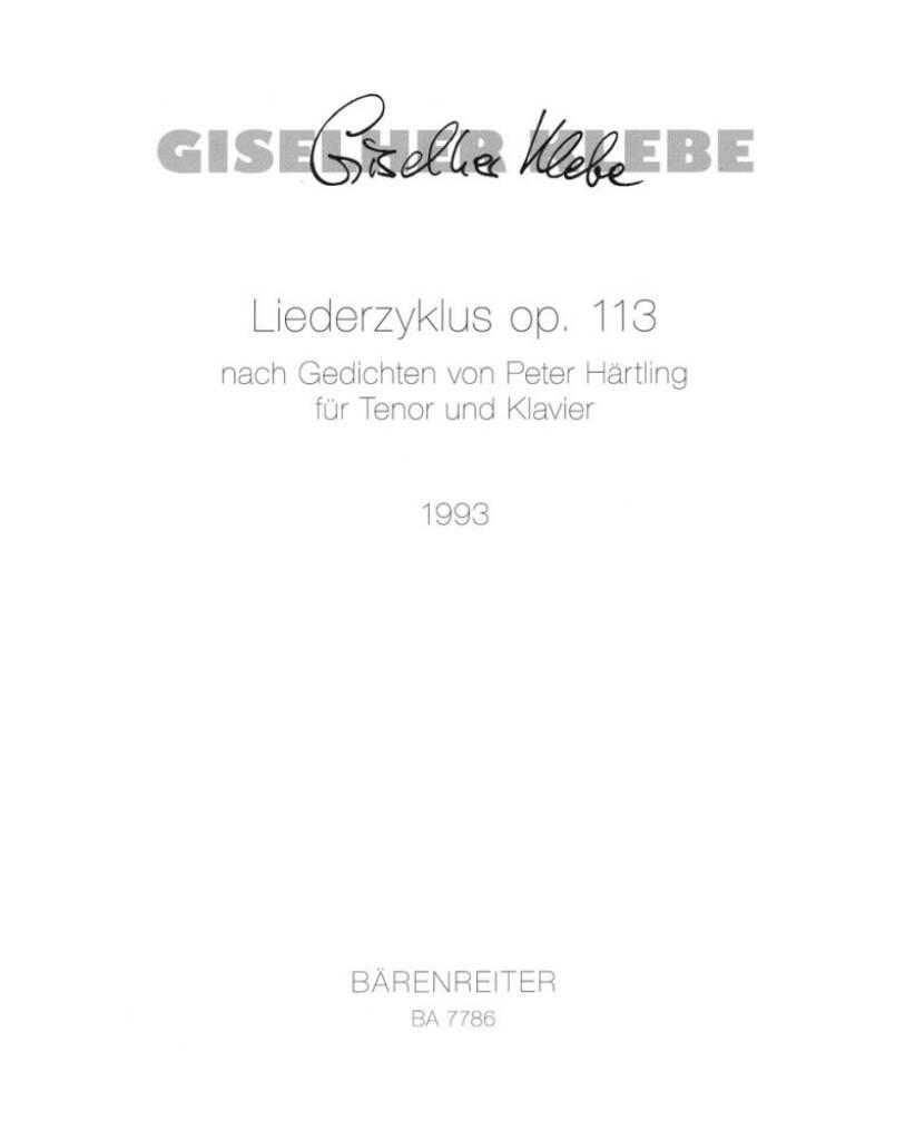 Liederzyklus nach Gedichten von Peter Hartling