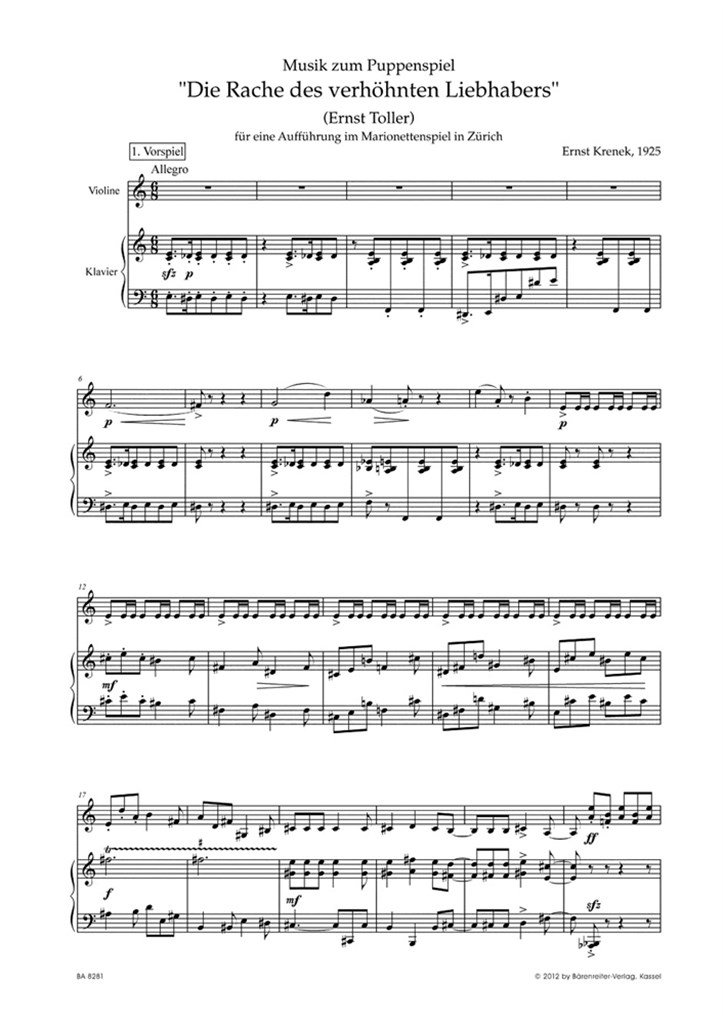 Musik zum Puppenspiel Die Rache des verhohnten.