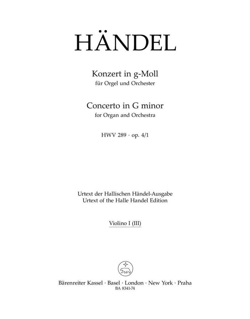 Concerto for Organ in G Minor Op.4/1 (HWV 289)