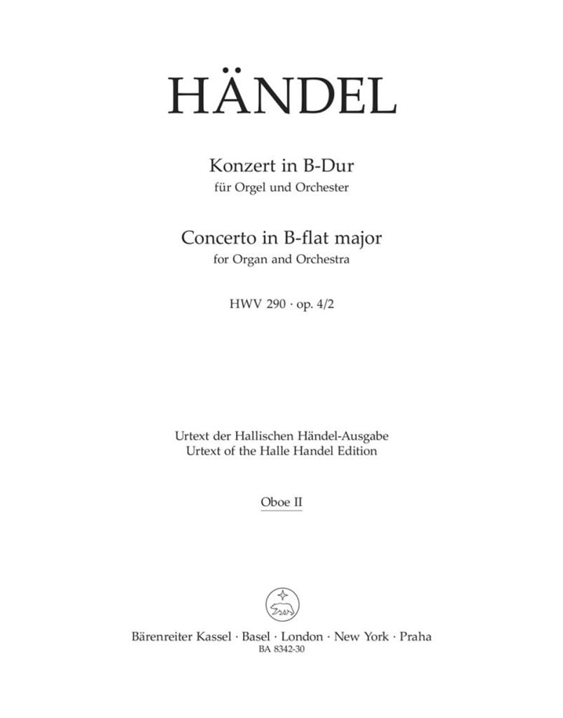 Concerto for Organ and Orchestra in Bb major op. 4/2 HWV 290