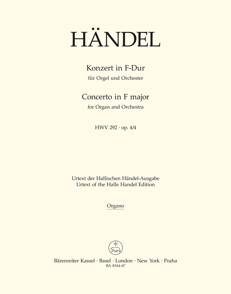Concerto for Organ and Orchestra F op. 4/4 HWV 292