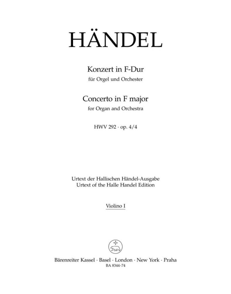 Concerto for Organ in F Major Op.4/4 (HWV 292)