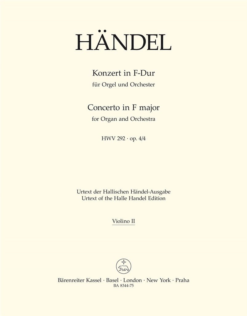 Concerto for Organ in F Major Op.4/4 (HWV 292)