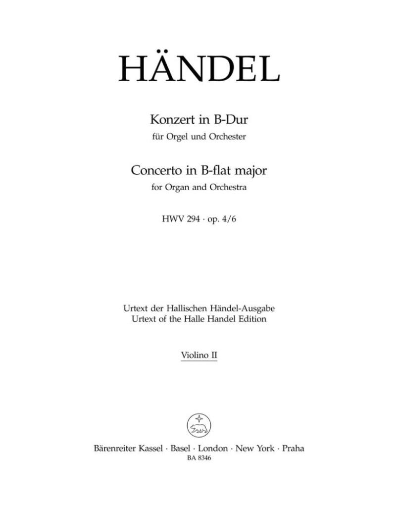 Concerto for Organ in Bb Major Op.4/6 (HWV 294)