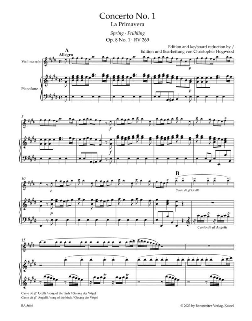 Concerto for Violin and Piano E major op. 8, No. 1