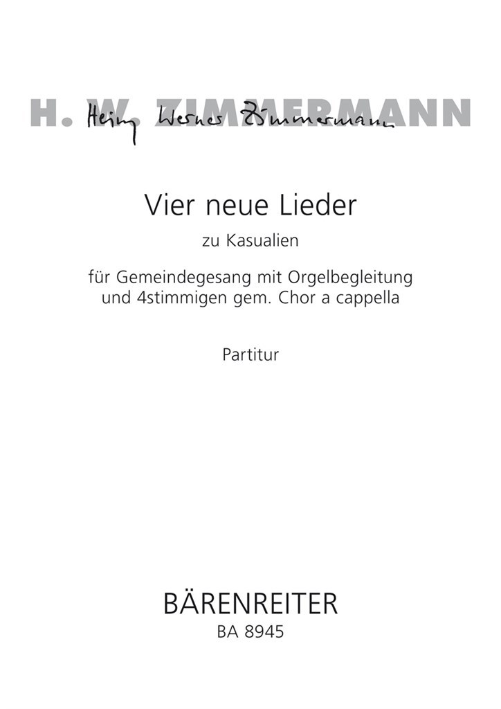 Vier neue Lieder zu Kasualien