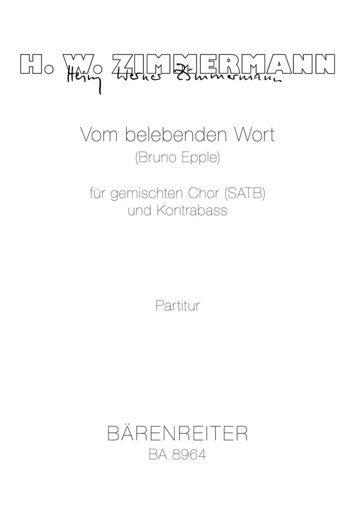 Vom belebenden Wort -Motet for SATB & double bass