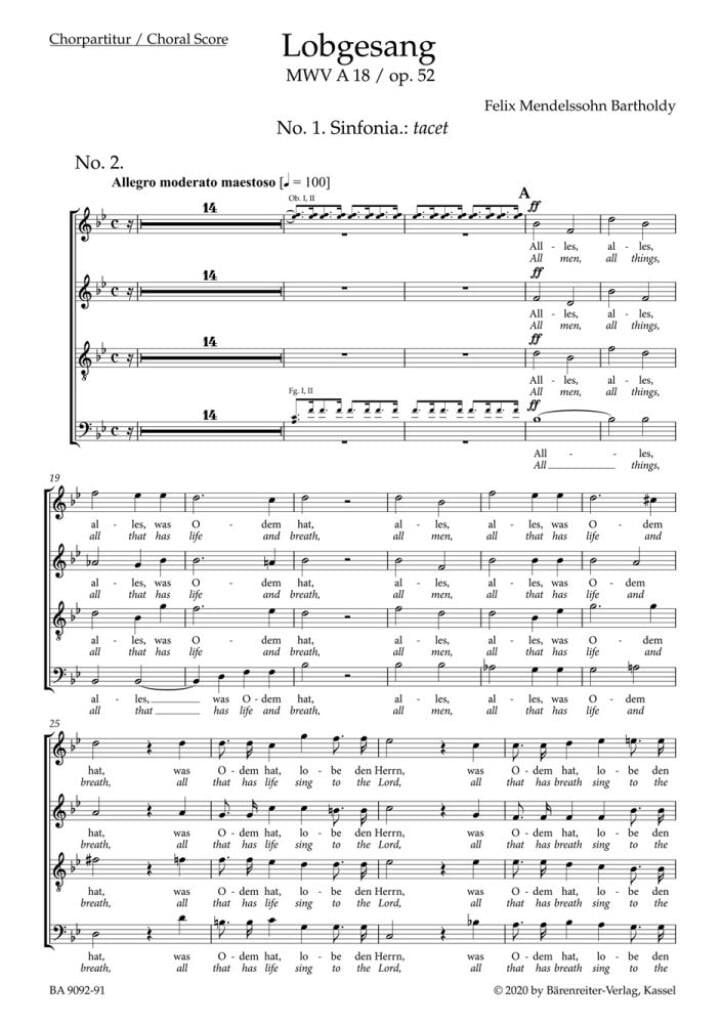Lobgesang / Hymn of Praise op. 52 MWV A 18