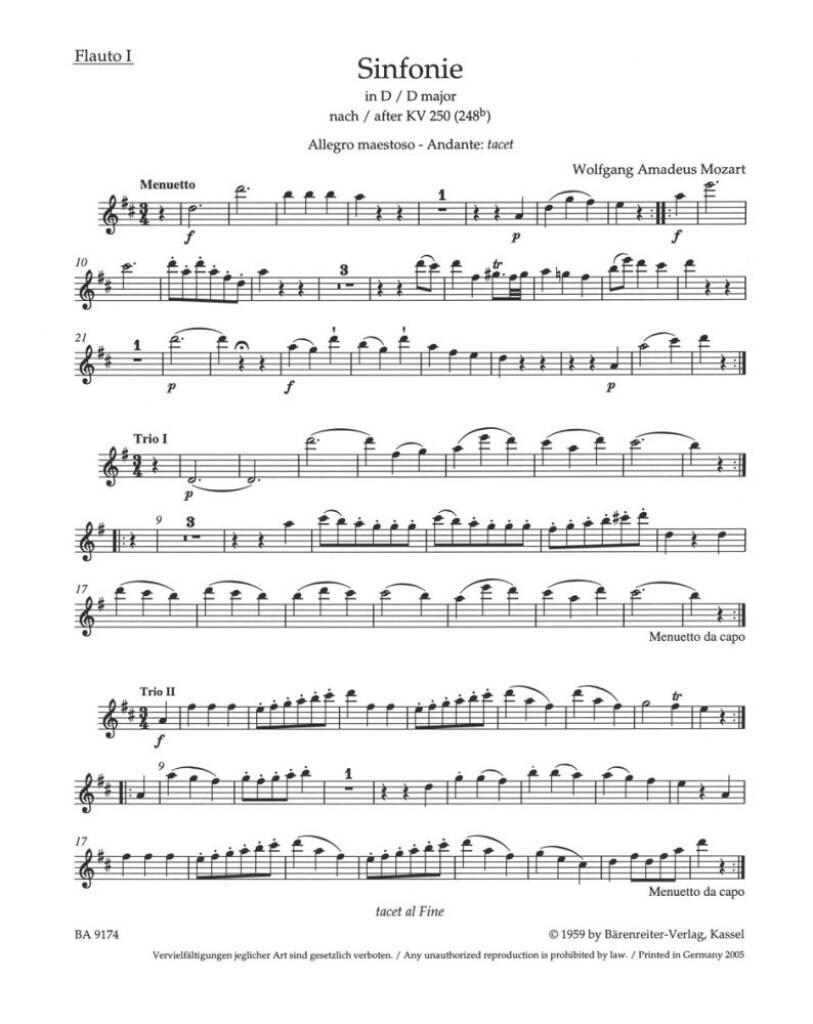 Symphony in D (K.250 K.248b) after the Serenade K.250