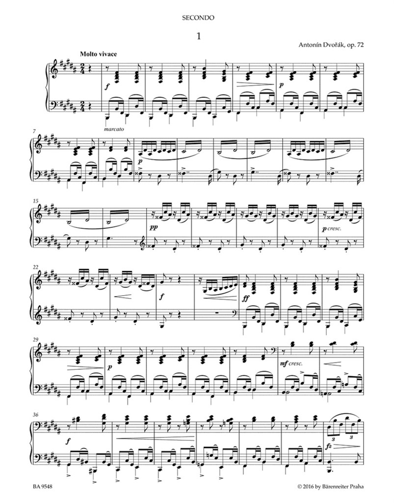 Slovanské Tance For Piano Four Hands Op. 72