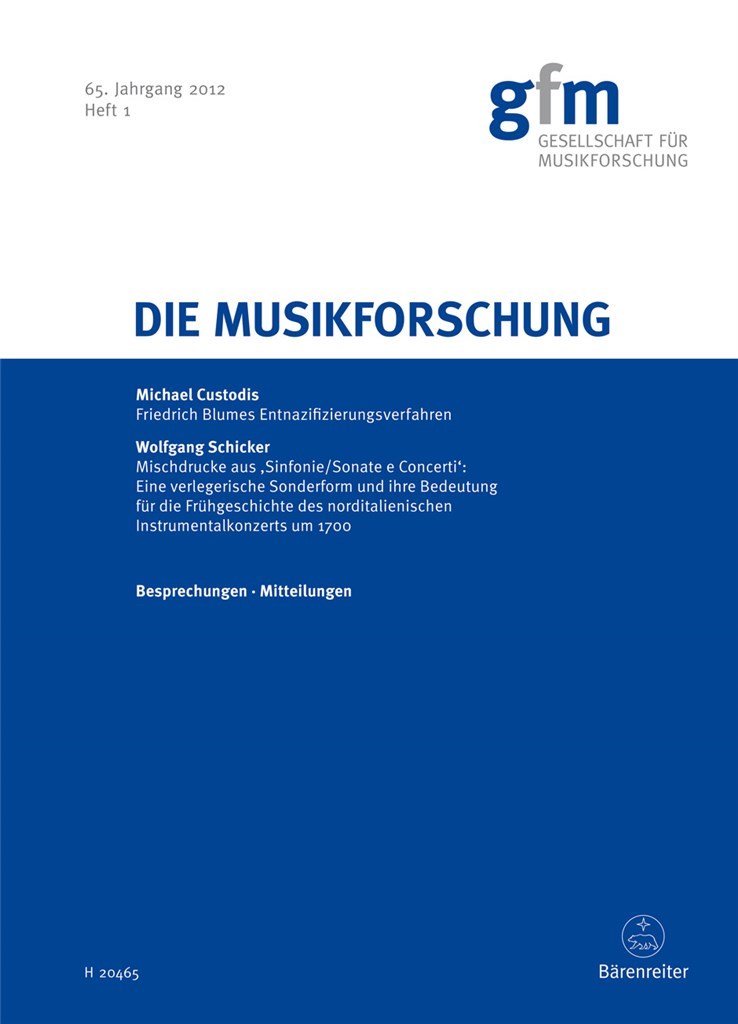 Die Musikforschung, Heft 1/2012