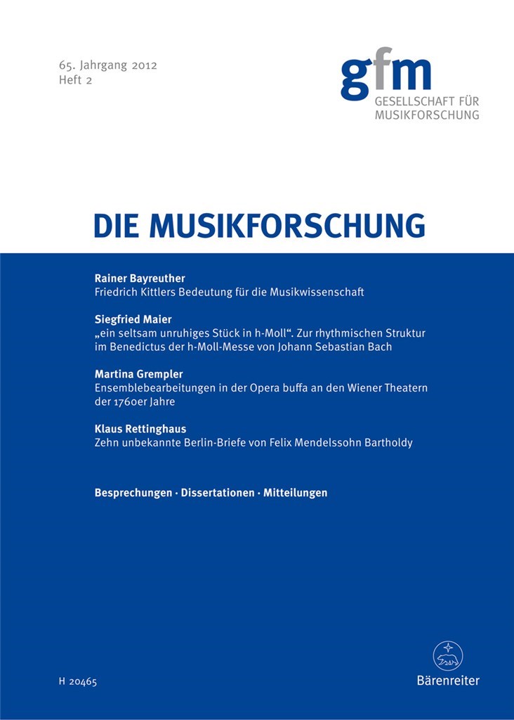 Die Musikforschung, Heft 2/2012