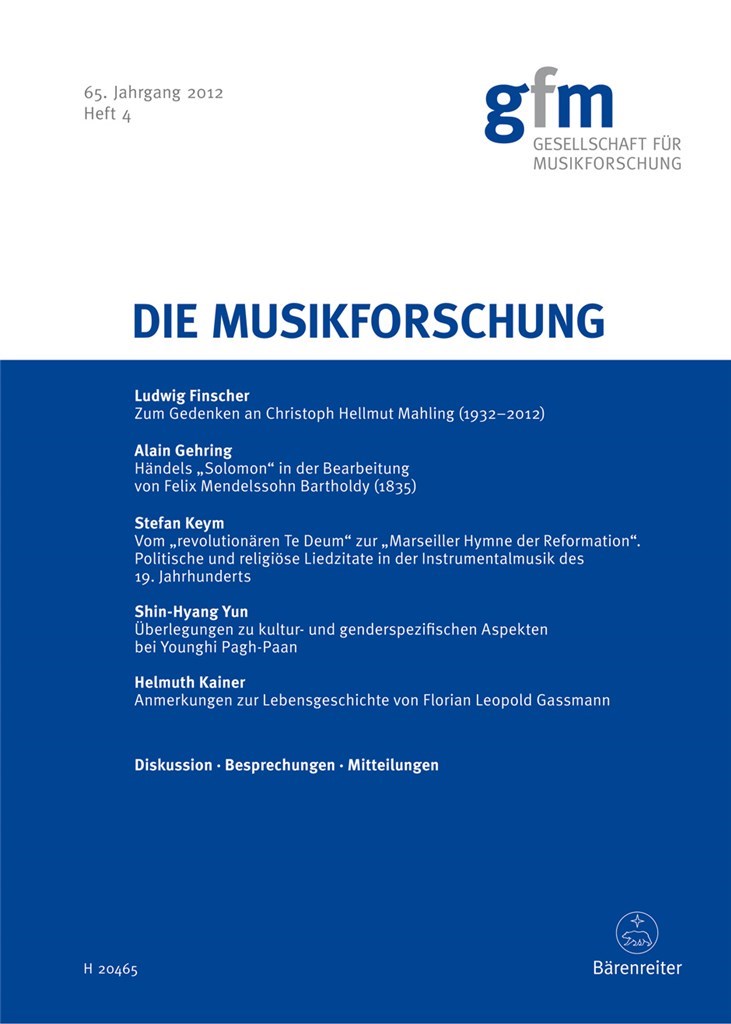 Die Musikforschung, Heft 4/2012
