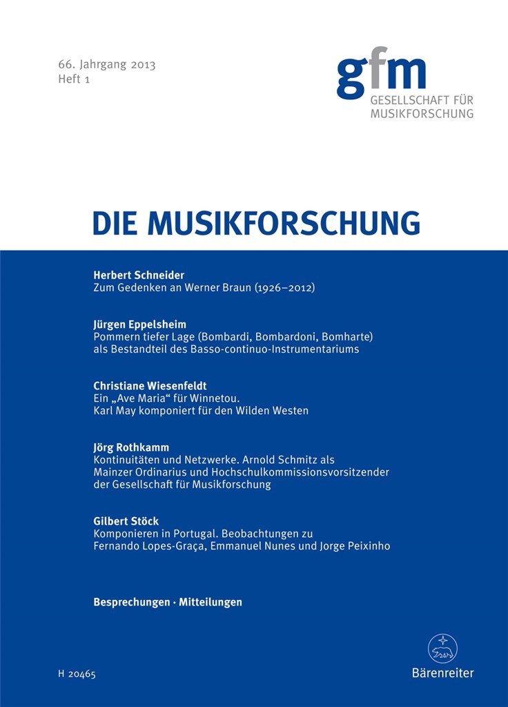 Die Musikforschung, Heft 1/2013