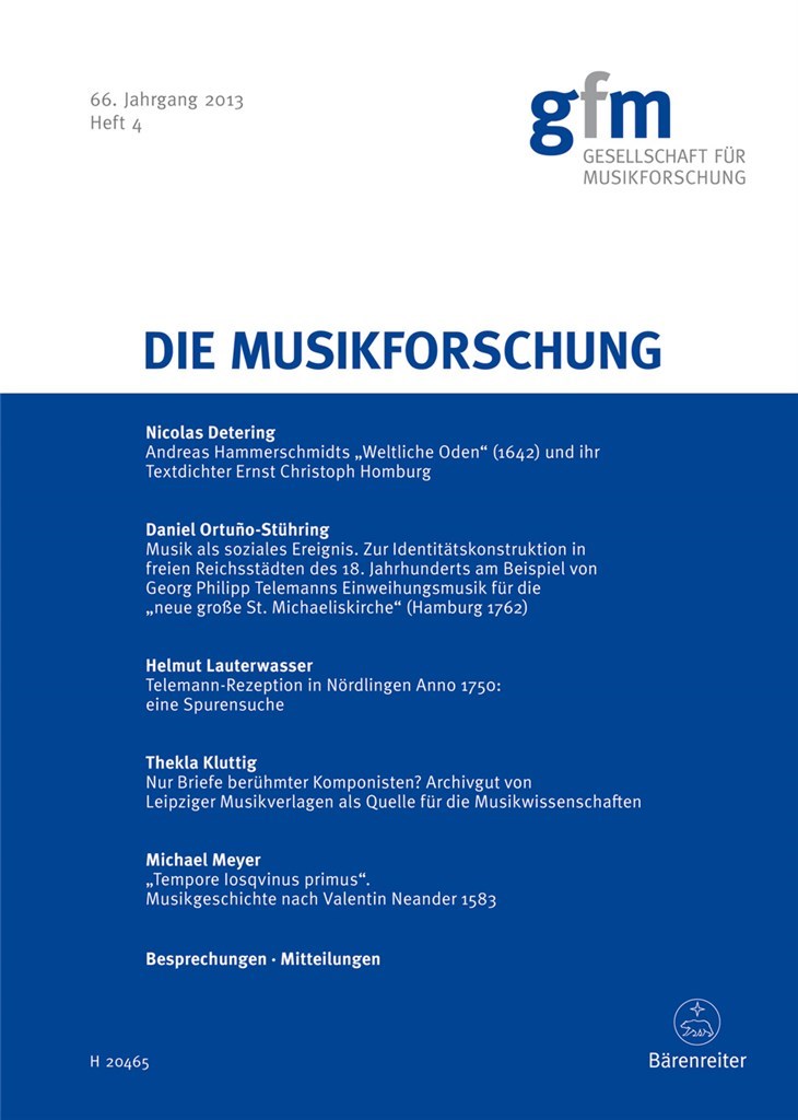 Die Musikforschung, Heft 4/2013