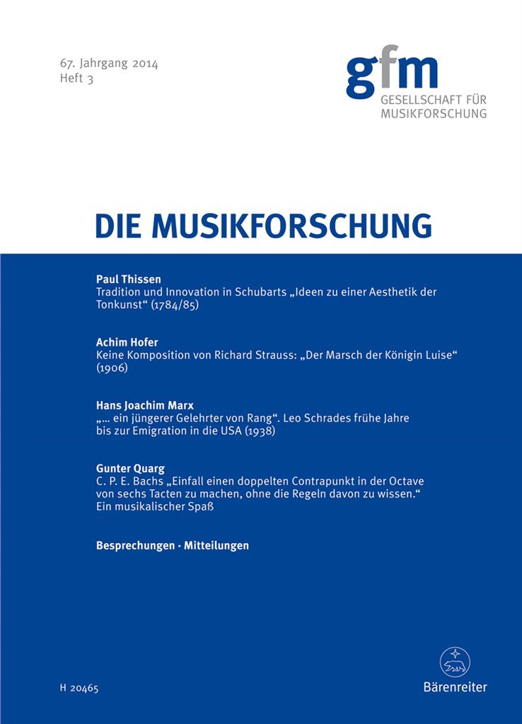 Die Musikforschung, Heft 3/2014
