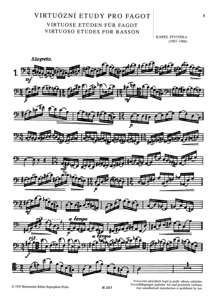 Virtuose Etueden fuer Fagott