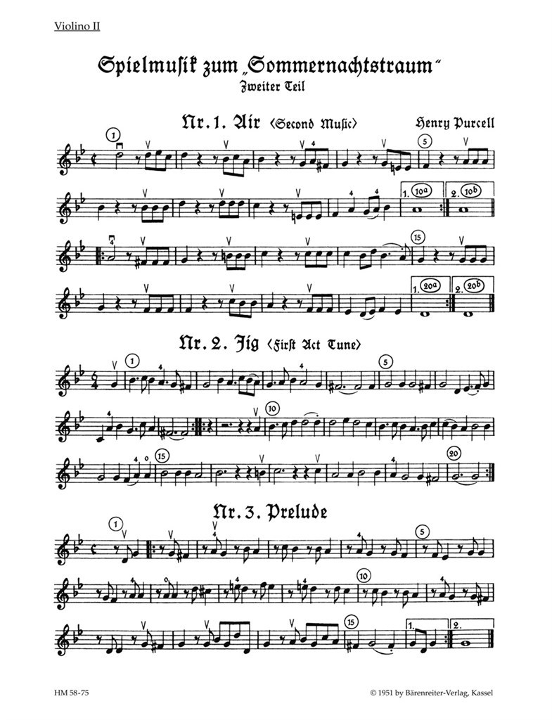 Spielmusik zum Sommernachtstraum. Bd 2 (Nr. 1 -9)