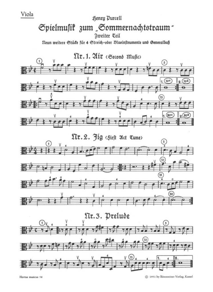 Spielmusik zum Sommernachtstraum. Bd 2 (Nr. 1 -9)
