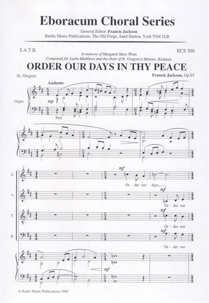Order Our Days In Thy Peace