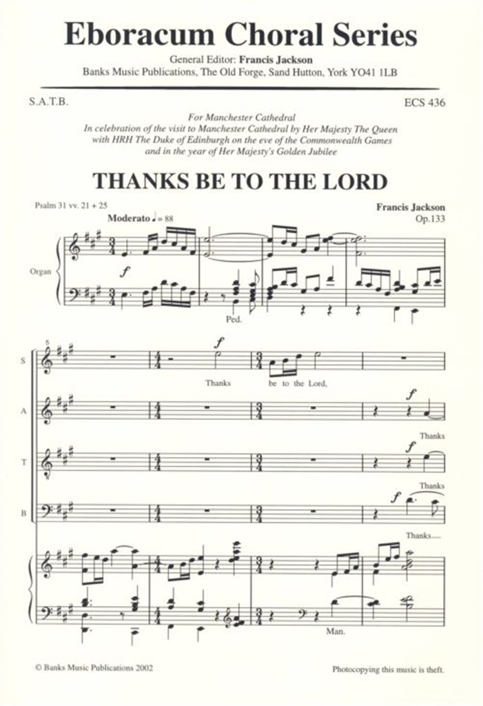 Thanks Be To The Lord