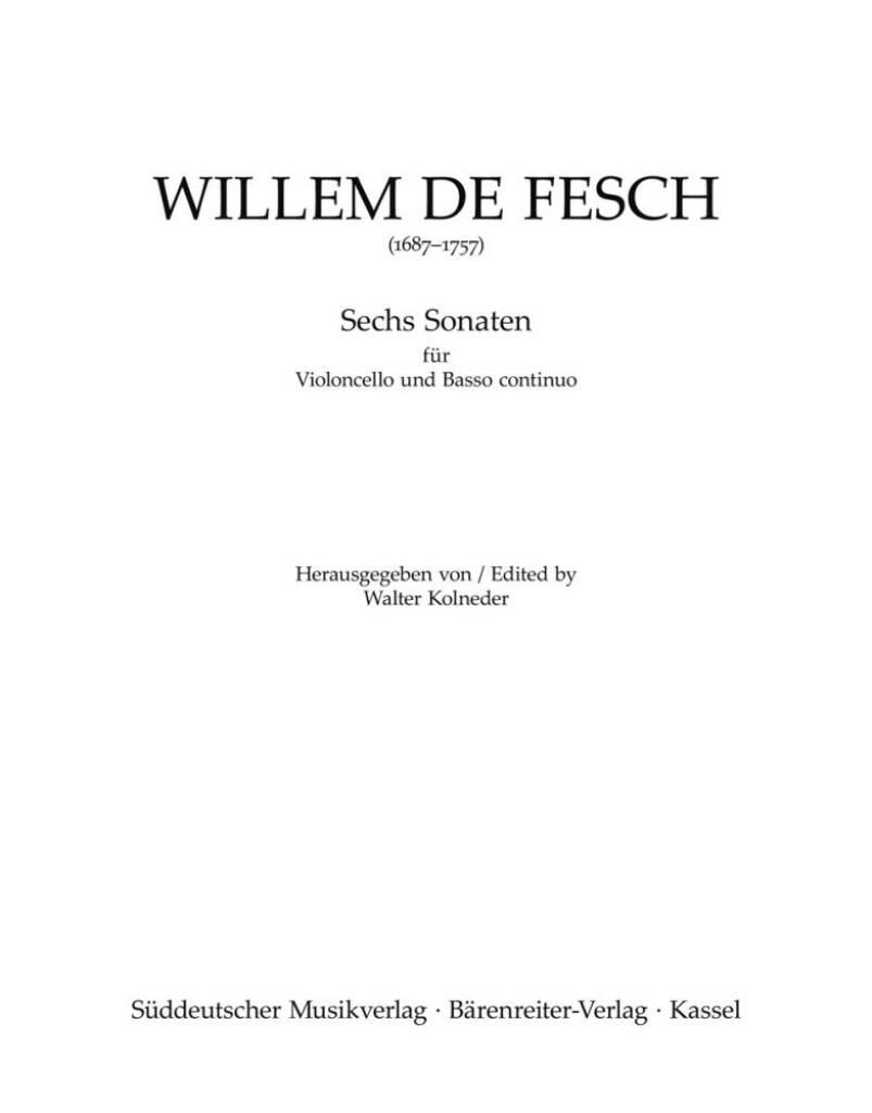 Sechs Sonaten fur Violoncello und Basso continuo