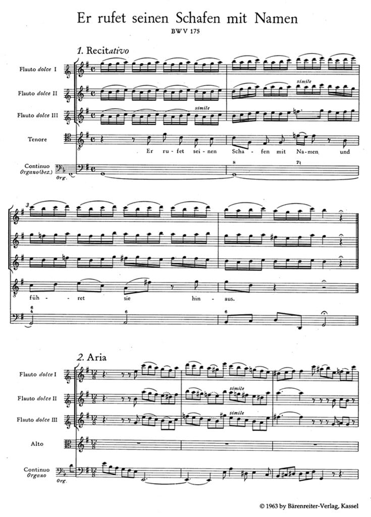 He calleth His own sheep each by name BWV 175