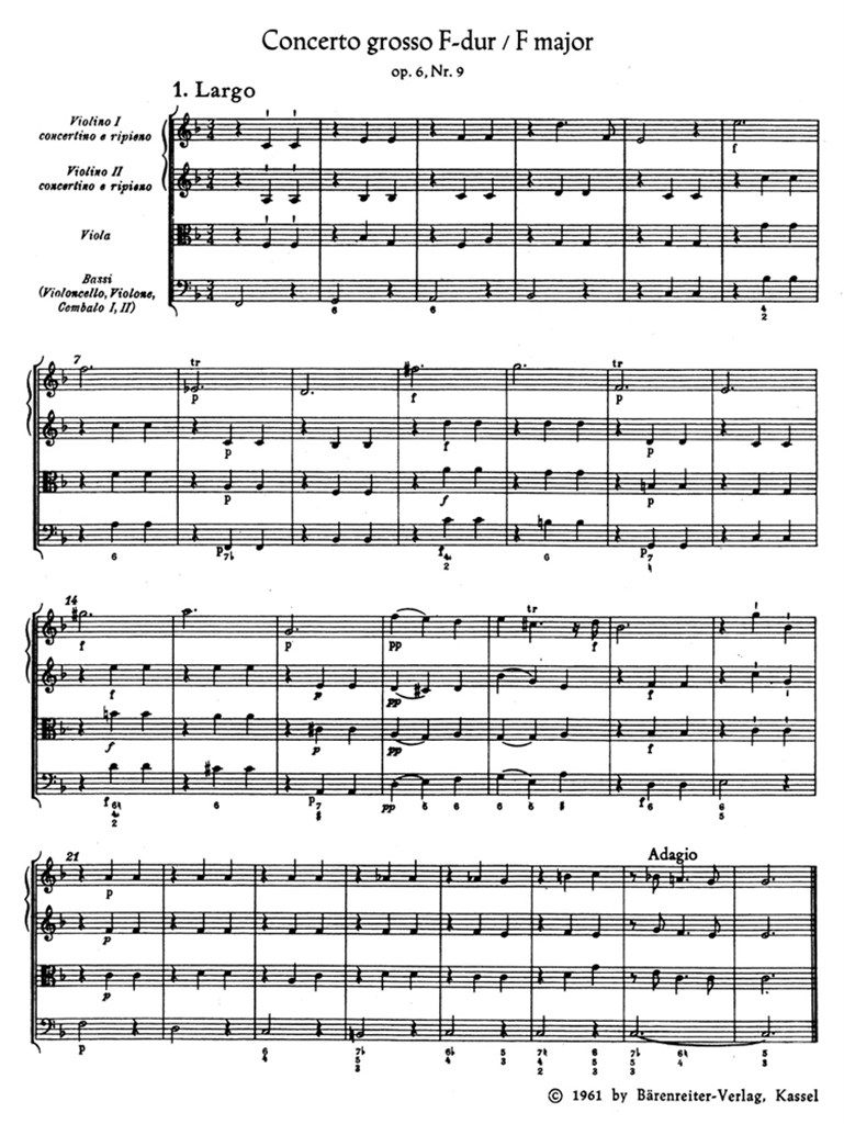 Concerto grosso F major op. 6-9 HWV 327