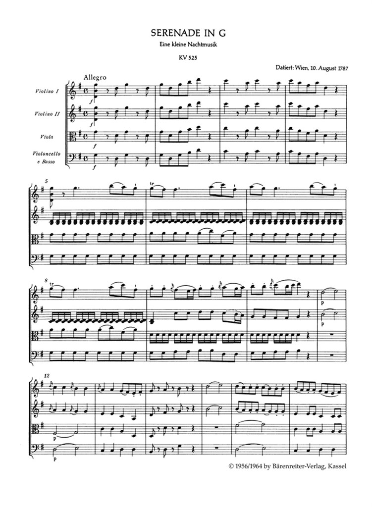 Eine kleine Nachtmusik K525 Study score