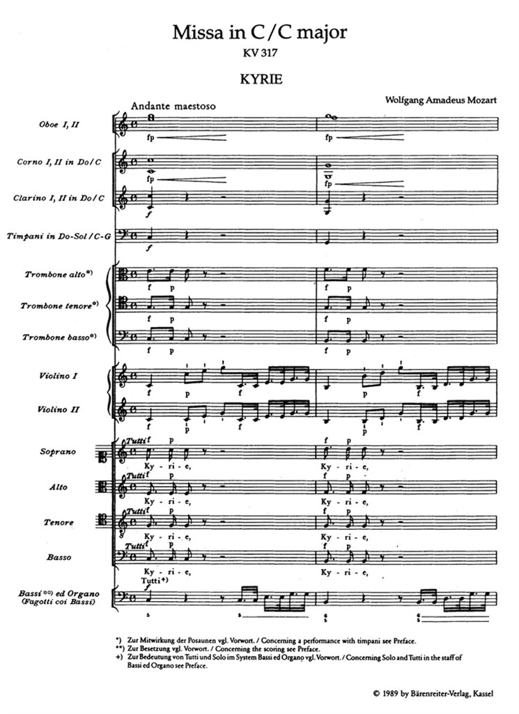 Missa C major KV 317 'Coronation Mass'