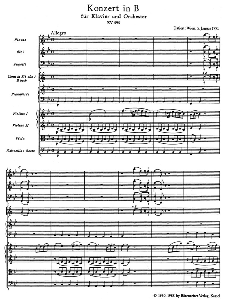 Piano Concerto 27 K595 Study score