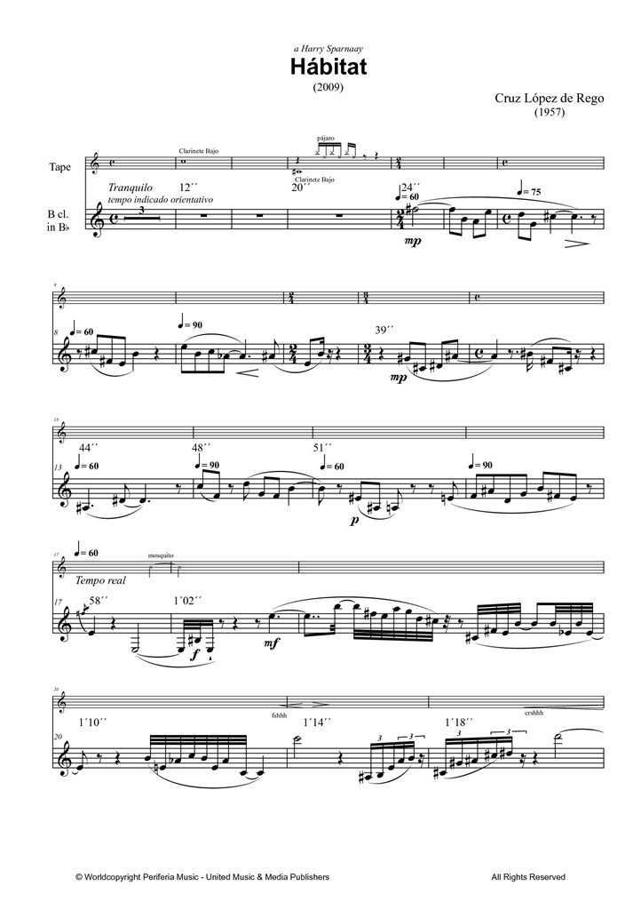 Habitat for Bass Clarinet and Tape