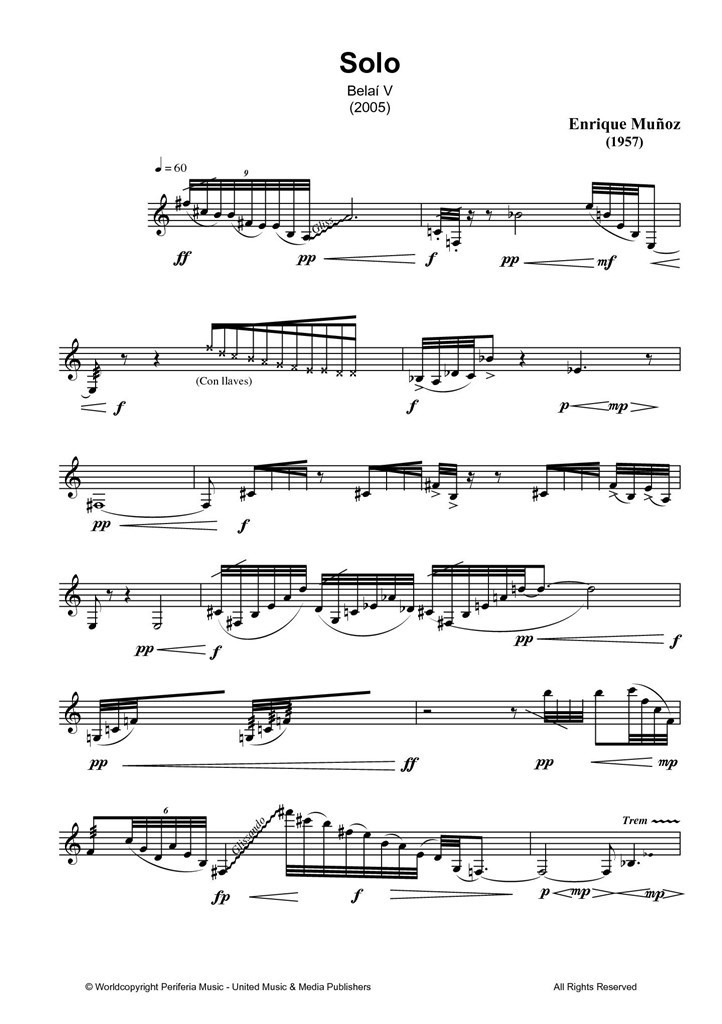 Solo (Belaí V) for Bass Clarinet Solo