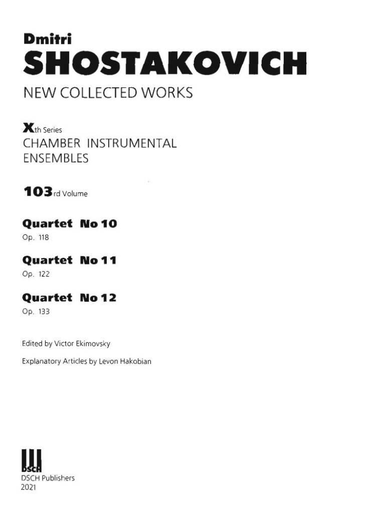 Quartets No. 10-12 Vol. 103