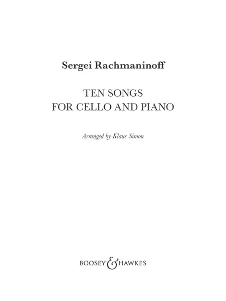 Ten Songs for Cello and Piano