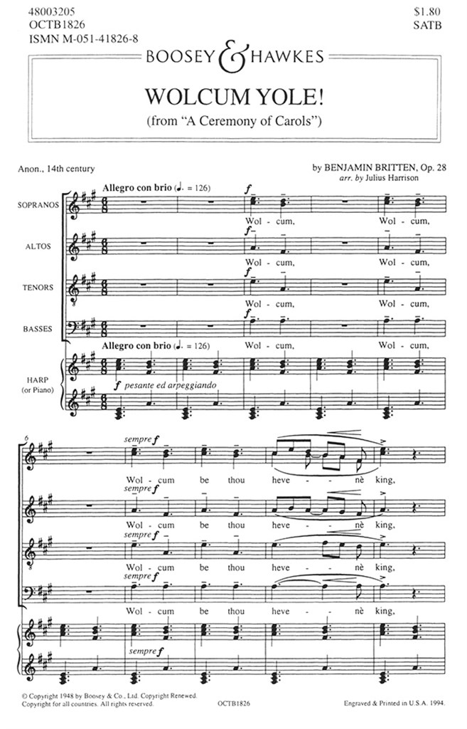 Ceremony of Carols op. 28