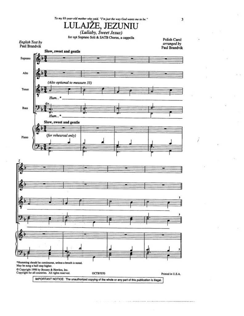 Lullaby, Sweet Jesus