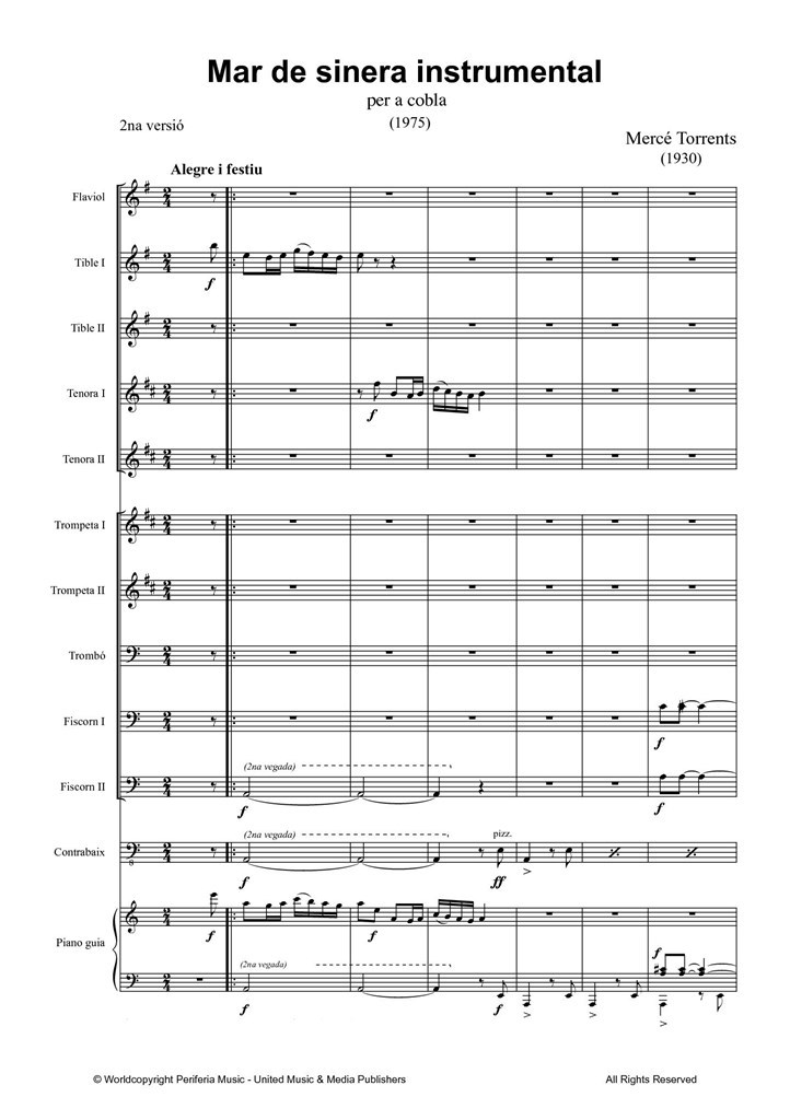 Mar de sinera instrumental per a Cobla