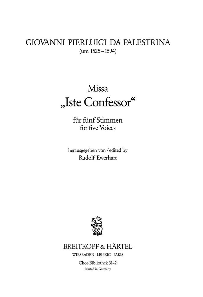 Missa Iste confessor