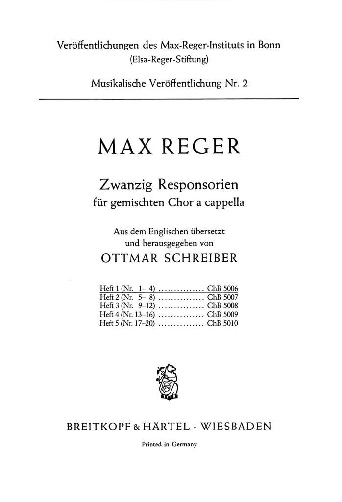 Zwanzig Responsorien, Heft 1