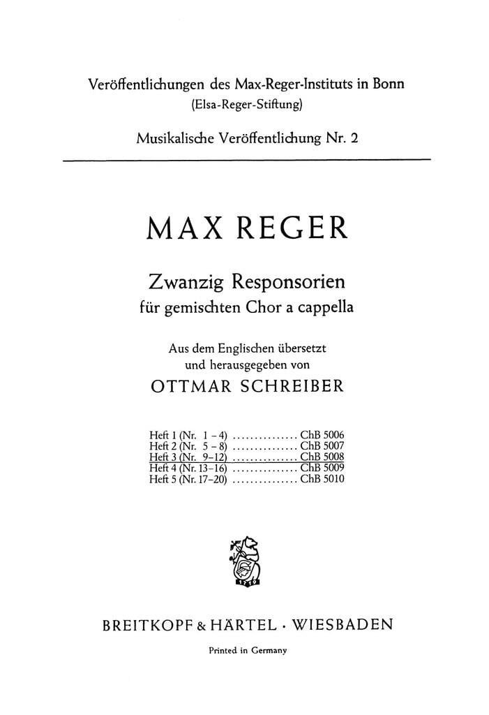 Zwanzig Responsorien, Heft 3