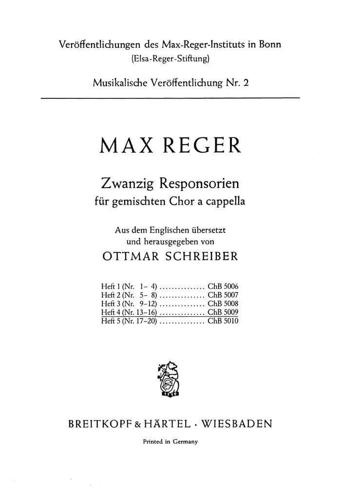 Zwanzig Responsorien, Heft 4