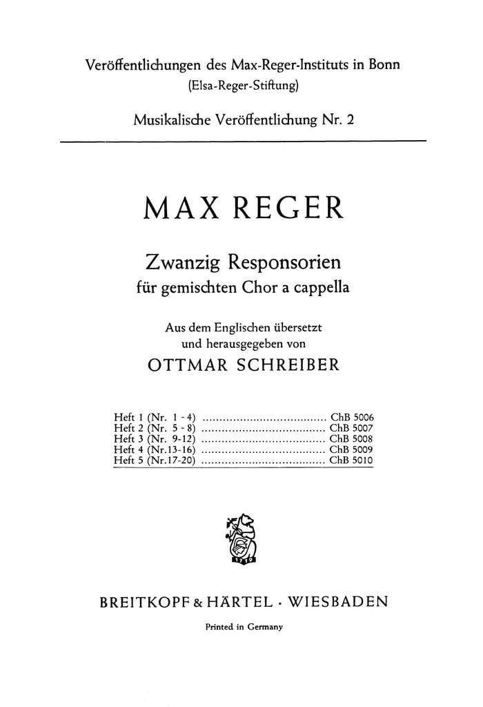 Zwanzig Responsorien, Heft 5
