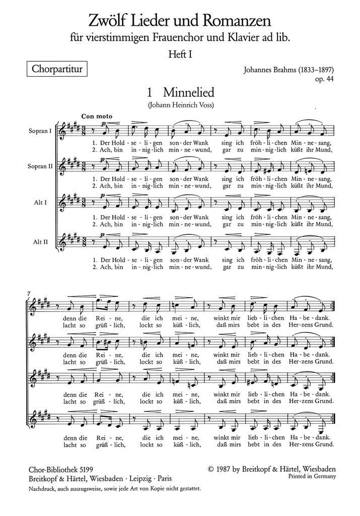 12 Lieder und Romanzen Op.44 1-6