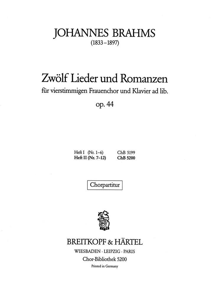 12 Lieder und Romanzen Op.44 7-12