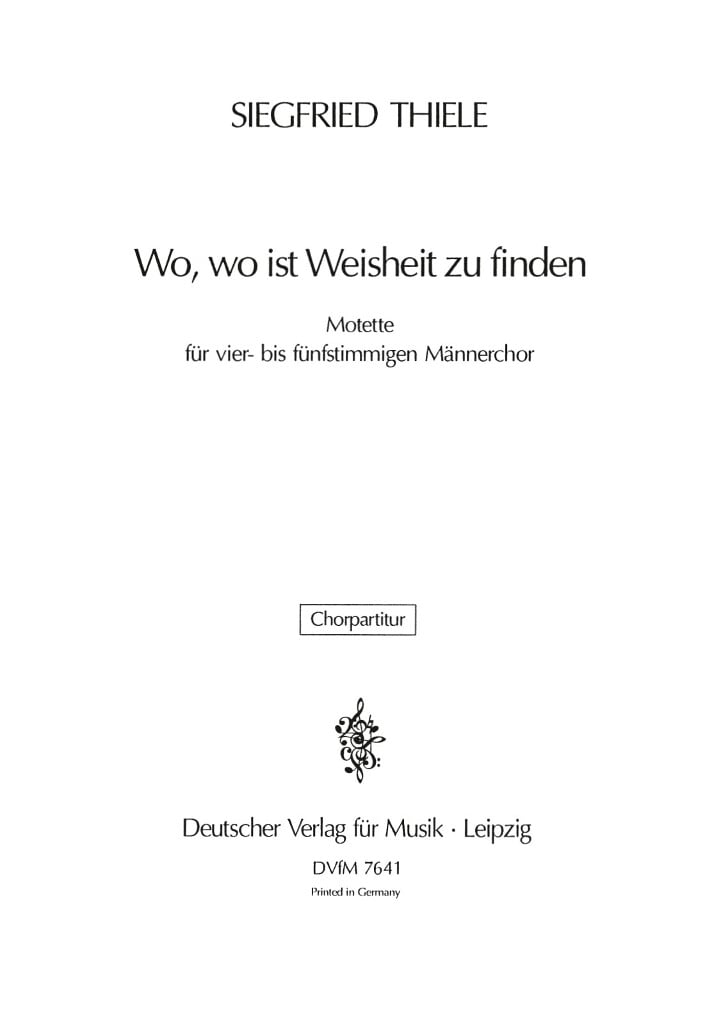 Wo, wo ist Weisheit zu finden
