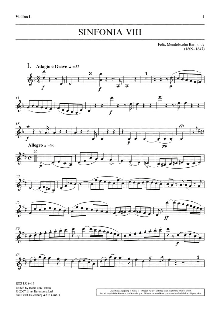 Sinfonia VIII D-Dur