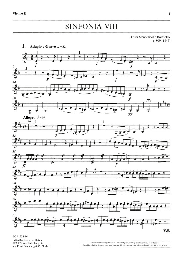 Sinfonia VIII D-Dur